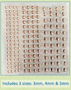 Sheet of 172 Peach Acrylic Rhinestone Body Gems with 3 Sizes