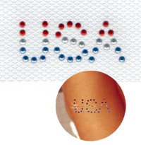 Swarovski Red, White and Blue USA Crystal Body Tattoo