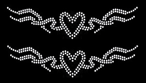 Valentine Hearts Self Adhesive Stick-on Rhinestone Body Art