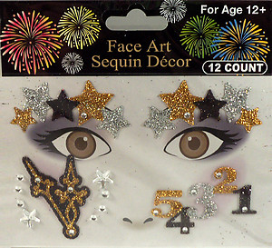 Rhinestone & Glitter Gold, Silver & Black 'Countdown' Face Art Kit