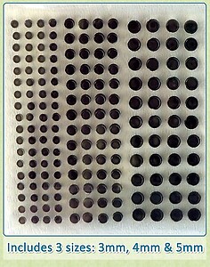 Sheet of 172 Black Acrylic Rhinestone Body Gems with 3 Sizes