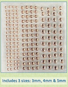 Sheet of 172 Peach Acrylic Rhinestone Body Gems with 3 Sizes