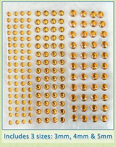 Sheet of 172 Gold Acrylic Rhinestone Body Gems with 3 Sizes