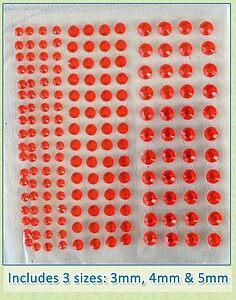 Sheet of 172 Neon Orange Acrylic Rhinestone Body Gems with 3 Sizes