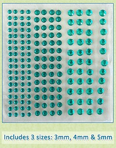 Sheet of 172 Aqua Marine Acrylic Rhinestone Body Gems with 3 Sizes