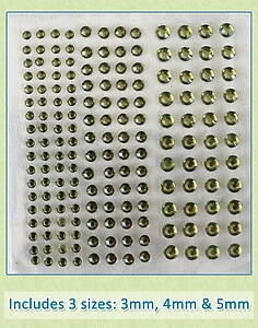 Sheet of 172 Olive Acrylic Rhinestone Body Gems with 3 Sizes