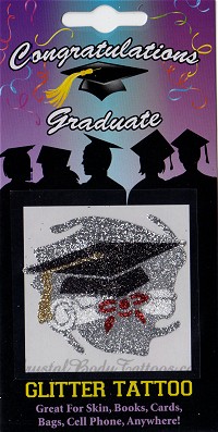 Diploma and Graduation Hat Glitter Tattoo