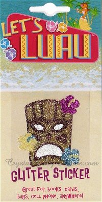 Tiki Mask Tropical Luau Glitter Tattoo