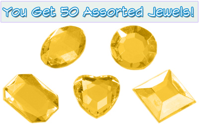 Set of 50 1/2 inch Topaz Plastic Jewels with Adhesive