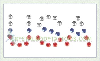 Swarovski Red, White & Blue USA Crystal Body Tattoo