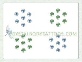 Swarovski Aqua/Green 4 Small Flowers Crystal Tattoo