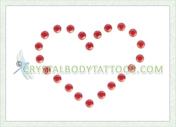 Swarovski Red Heart Crystal Body Tattoo