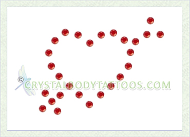 Swarovski Red Heart with Arrow Crystal Body Tattoo