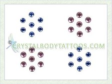 Swarovski Amethyst/Sapphire 4 Small Flowers Crystal Tattoo