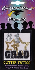 #1 Grad with Stars Glitter Tattoo