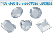 Set of 50 1/2 inch Clear Plastic Jewels with Adhesive