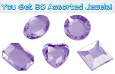 Set of 50 1/2 inch Purple Plastic Jewels with Adhesive