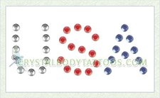 Swarovski Red, White & Blue USA Crystal Body Tattoo