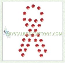 Swarovski Red AIDS Ribbon Crystal Body Tattoo
