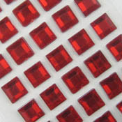 Self Stick 6mm x 6mm Square Jewels - Sheet of 50 - 6 Colors!