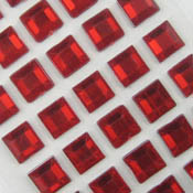 Self Stick 6mm x 6mm Square Jewels - Sheet of 50 - 6 Colors! 