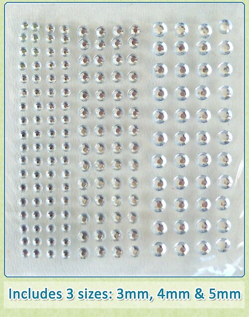Sheet of 172 Clear Acrylic Rhinestone Body Gems with 3 Sizes