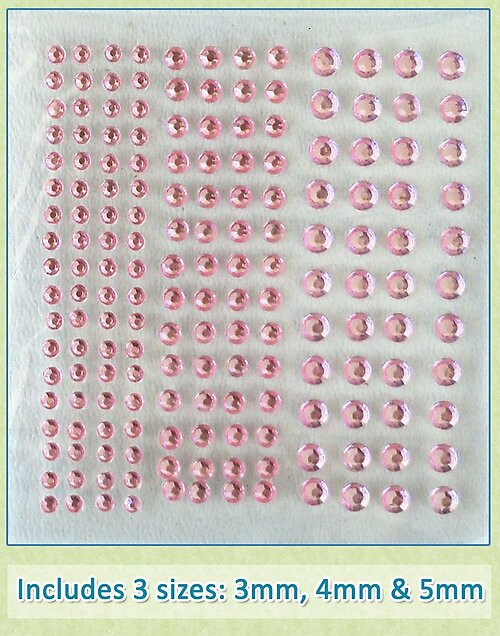 Sheet of 172 Pink Acrylic Rhinestone Body Gems with 3 Sizes