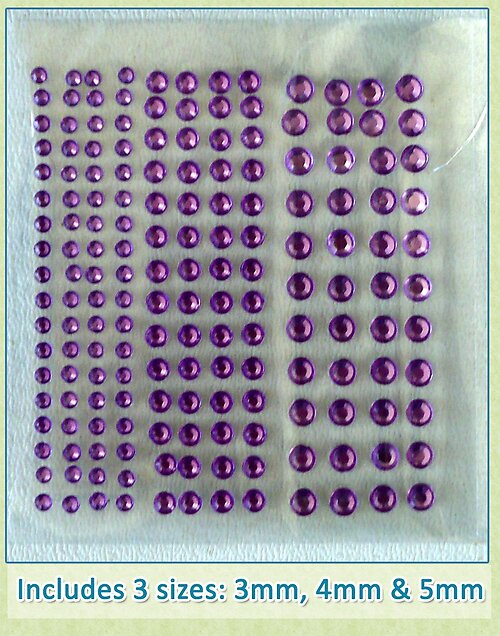 Sheet of 172 Light Purple Acrylic Rhinestone Body Gems with 3 Sizes