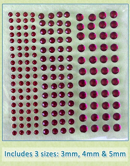 Sheet of 172 Fuchsia Acrylic Rhinestone Body Gems with 3 Sizes