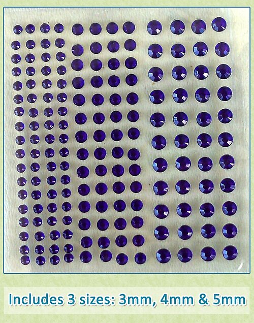 Sheet of 172 Blue Acrylic Rhinestone Body Gems with 3 Sizes
