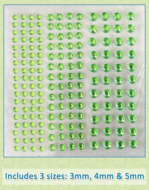Sheet of 172 Neon Green Acrylic Rhinestone Body Gems with 3 Sizes