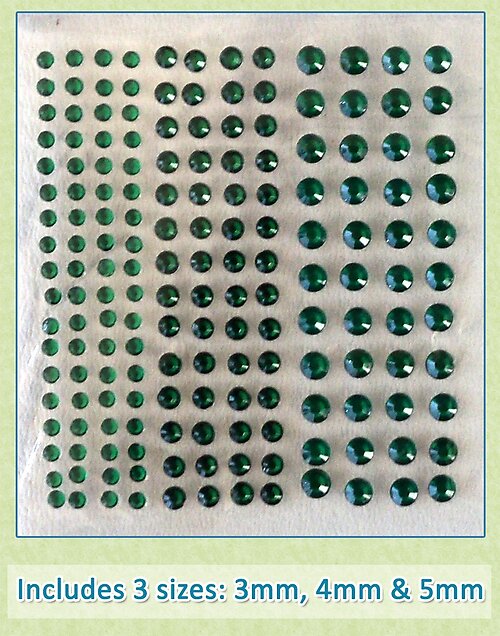 Sheet of 172 Emerald Acrylic Rhinestone Body Gems with 3 Sizes